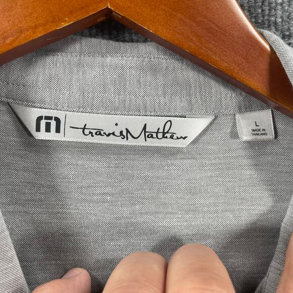 Travis Mathew Button Down OU Golf Shirt Men's Large Gray Long Sleeve Stretch - Picture 6 of 12